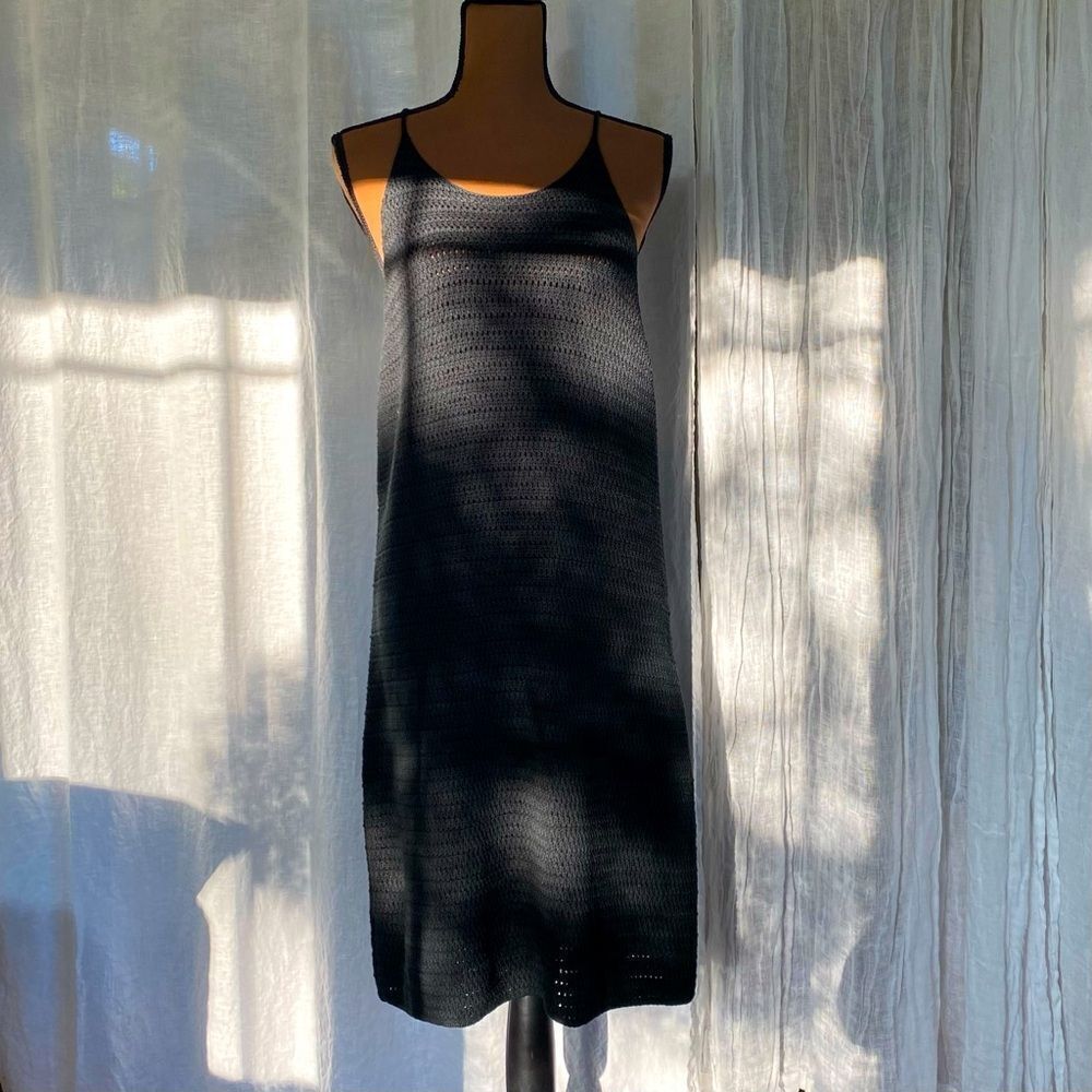 Banana Republic Black Cotton Crochet‎ Knit Midi Dress